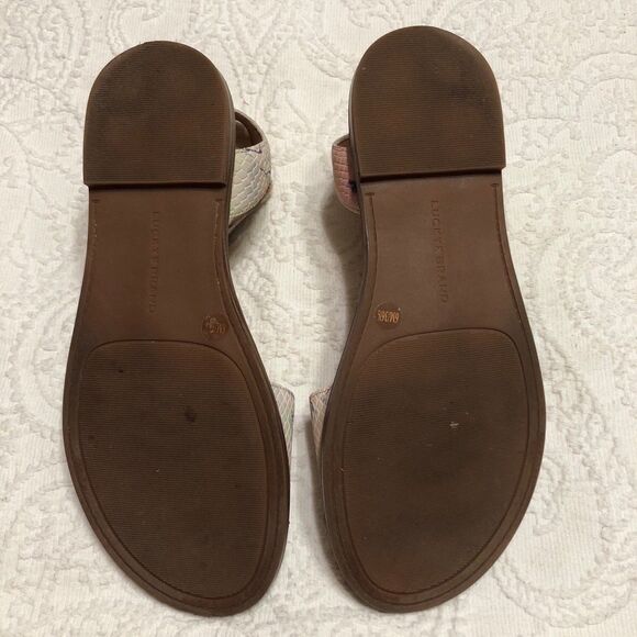 Lucky Brand Sandals Size 6M Flats with Ankle Strap Buckle Close White Floral - Picture 6 of 8